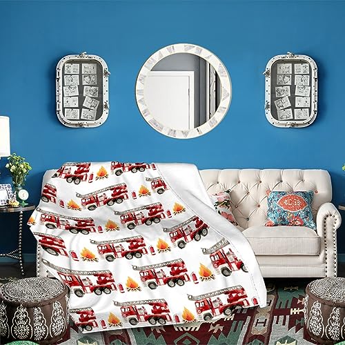 Image of Fire Truck Fireman Blanket Gifts Super Soft Fleece Throw Blankets Cozy Flannel Air Conditioning Blanket Blanket for Couch Bed 60x50 in for Teen
