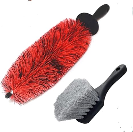 Amazon Co Jp Youcg 2ピース車のホイールクリーニングブラシ18 ロングソフトブリスル簡単リーチタイヤリムディテールブラシ多目的 Color 2pcs Red And Gray ビューティー
