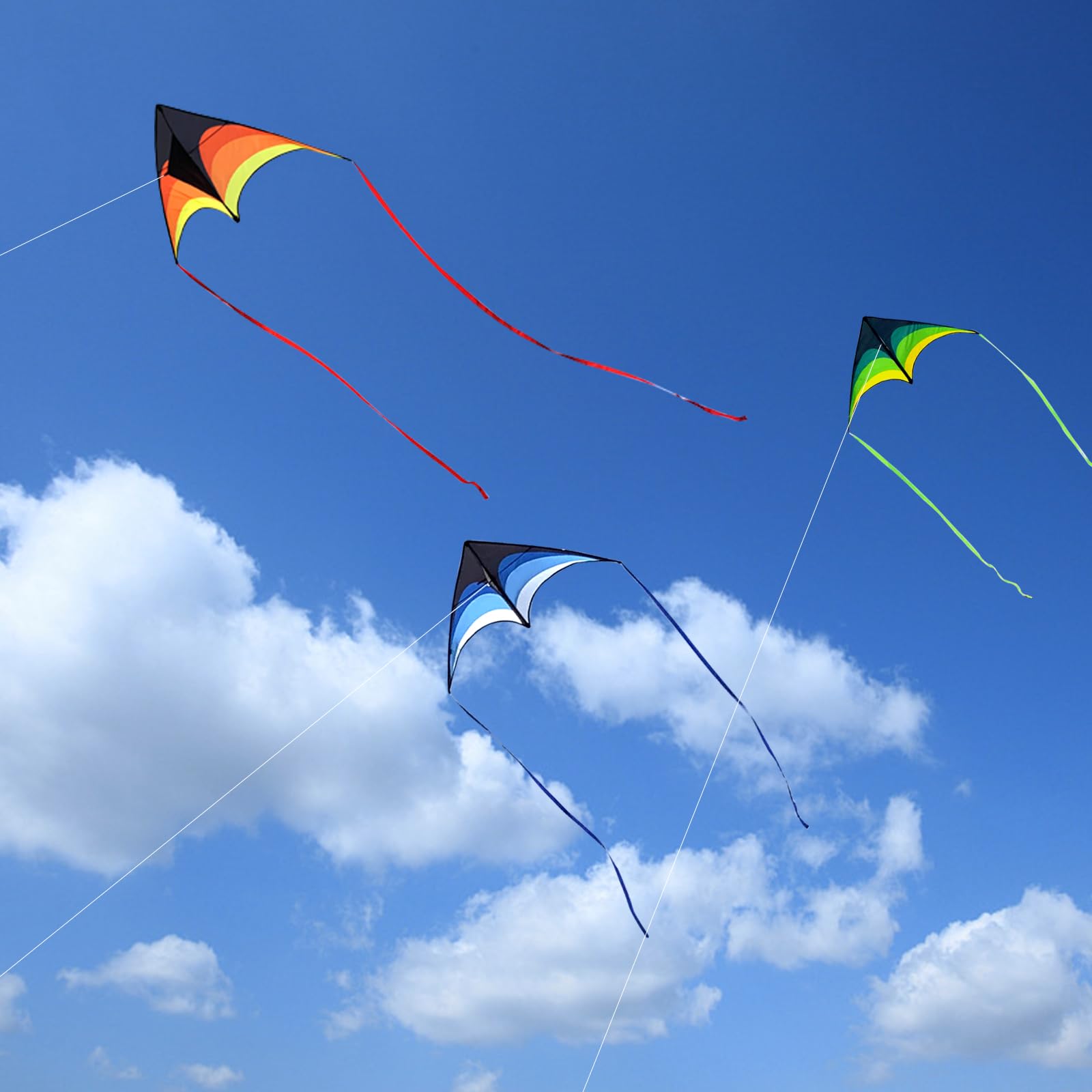 Mint's Colorful Life Delta Kite para niños y adultos, cometa extremadamente fácil de volar para viajes a la playa, las mejores cometas para principiantes, mango de cuerda de 300 pies incluido