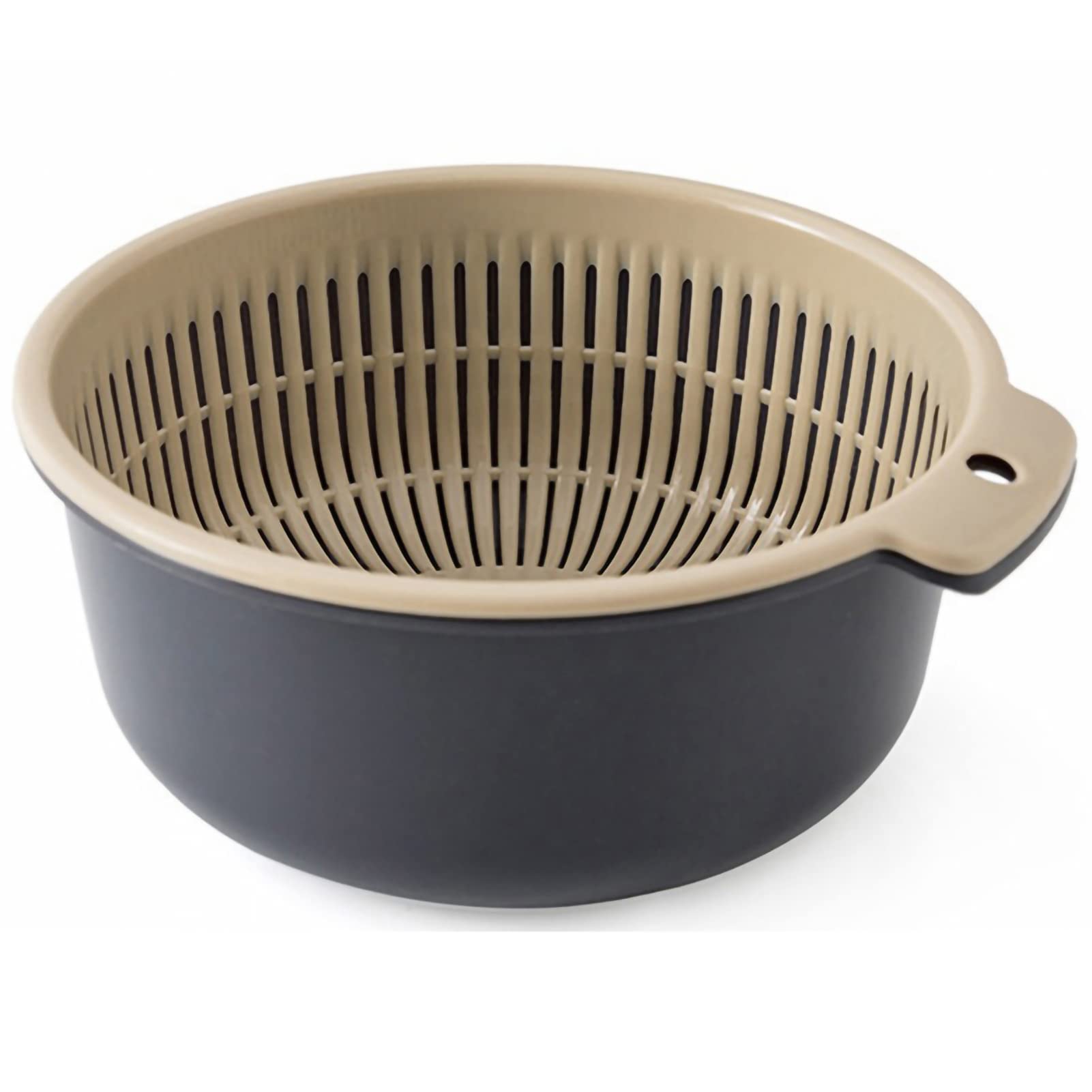 Kitchen Strainer Colander Bowl Sets, 2-in-1 Washing Bowl and Strainer Double-Layer Plastic Fruits Vegetable Washing Basket for Cleaning Washing Mixing(L-Round)