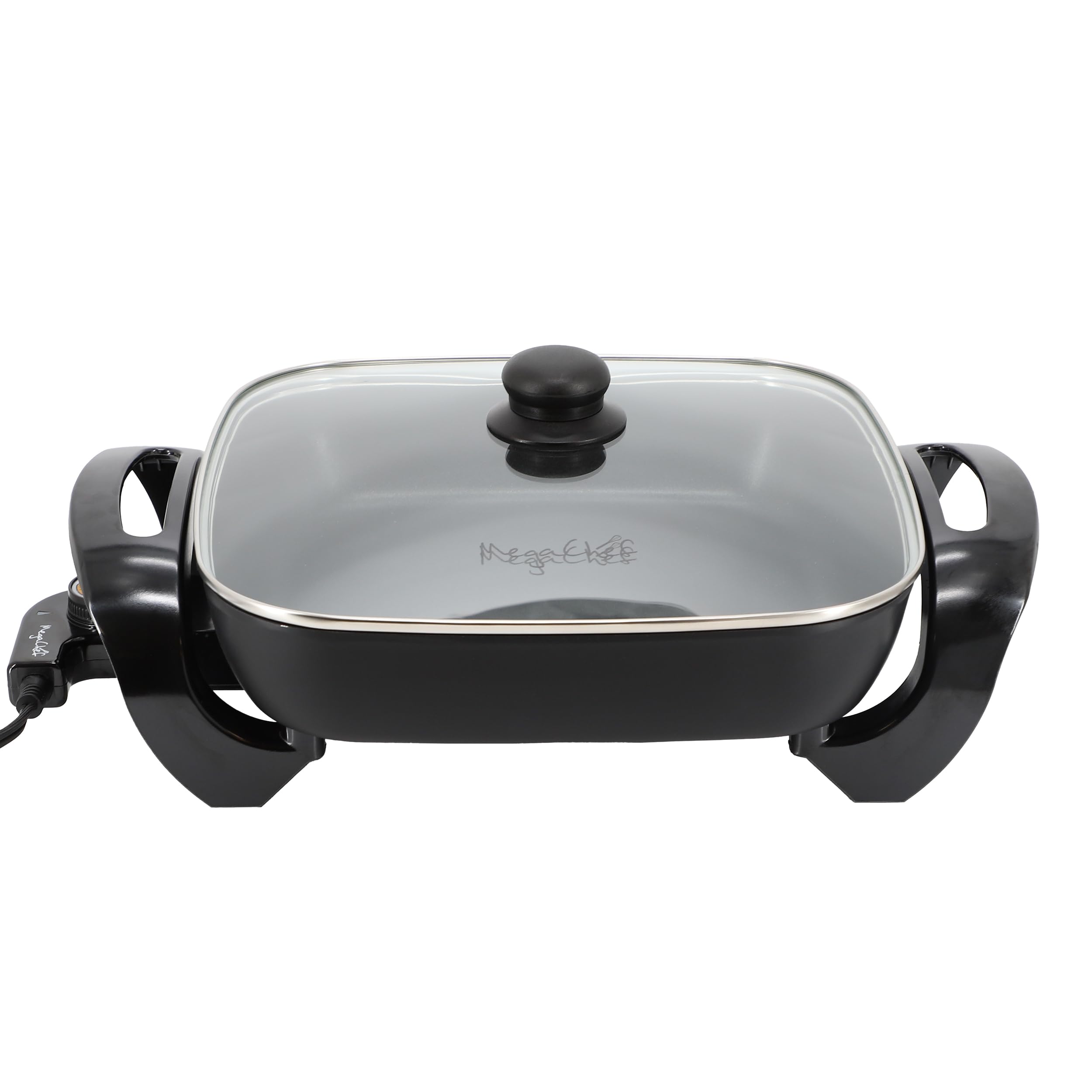 Sartén eléctrica con tapa de vidrio templado, revestimiento antiadherente y control de temperatura ajustable, versátil electrodoméstico de cocina pequeño (sartén de 11.81 pulgadas) 2