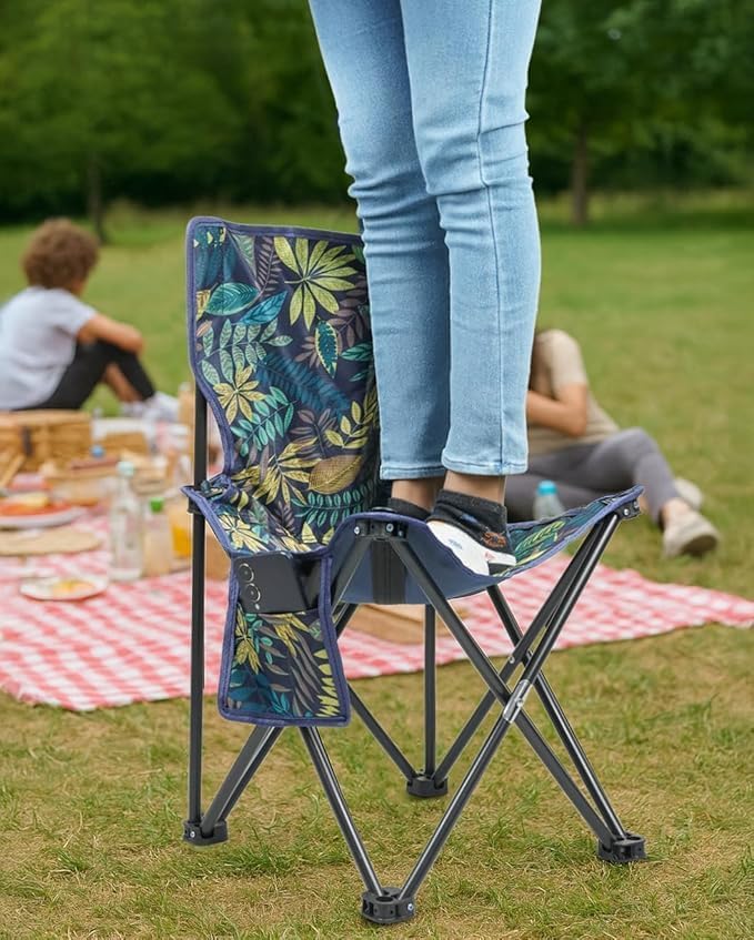 Image of Portable Folding Camping Chair with Carry Bag, Frame Outdoor Travel Chair for Picnic, Garden, Balcony & Fishing, Comfortable Wide Seat with Arm Support(Multicolor) (Army Chair)