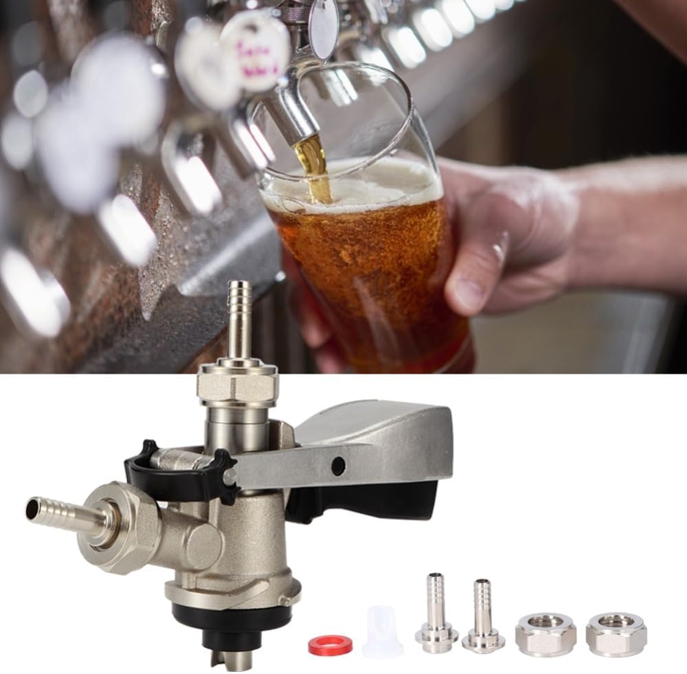 S Type Beer Keg Coupler,G5/8 Male Thread Stainless Steel Draft Keg Tap Dispenser with 8mm Inlet for Home Bars Pubs Restaurants