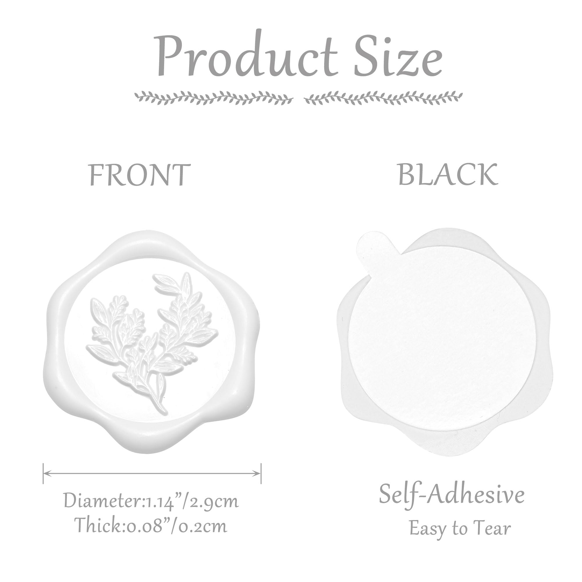 50 Adesivi Per Sigilli In Cera - Design Rosmarino Vintage, Diametro 29 Mm