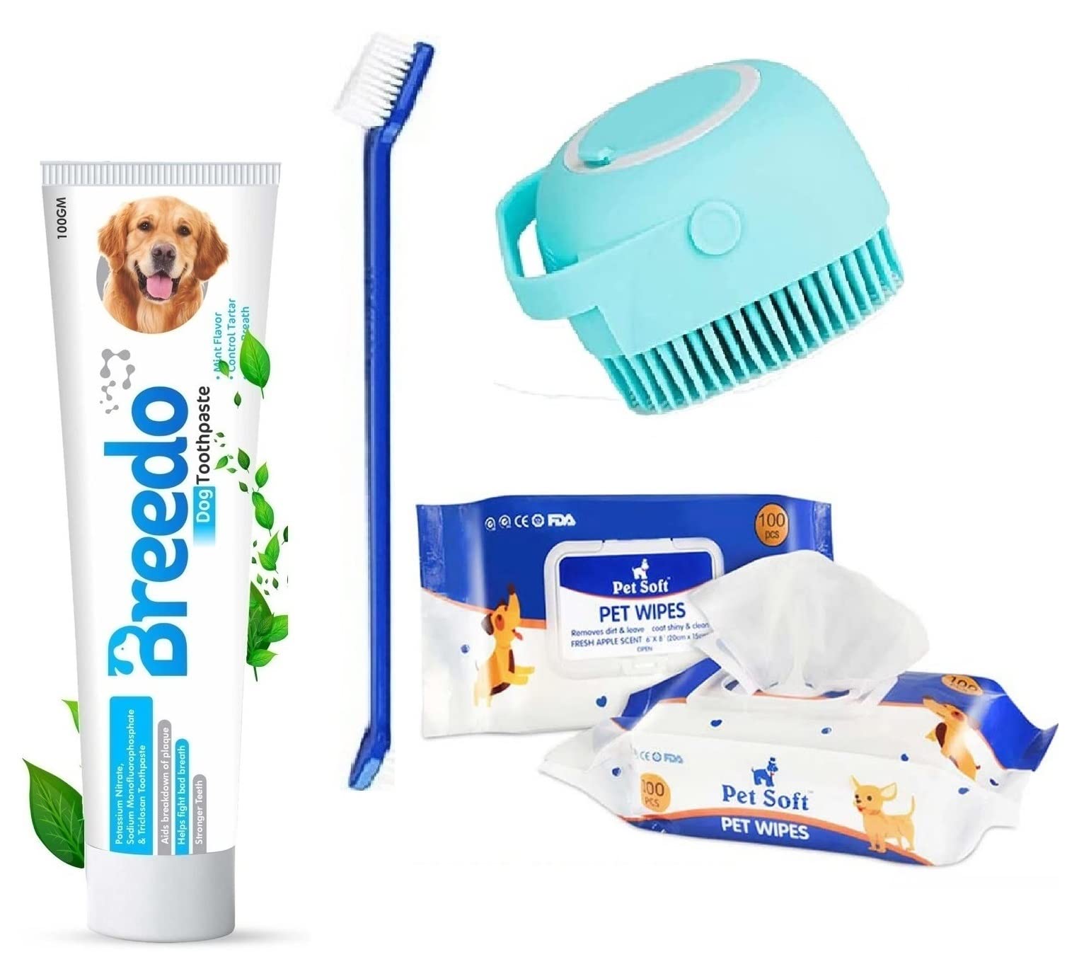 Breedo All Age Groups (Combo Of 4) Toothpaste+Scrub+Pet Wipes+Teeth Manual Brush For All Breed Dogs Combo Kit|Cat|Monkey|Rabbit|Hamster|Pet Comb|Toothpaste|Teethbrush|Wipes, 1 count,Multicolor (B0BYZML93B) Amazon Price History, Amazon Price Tracker