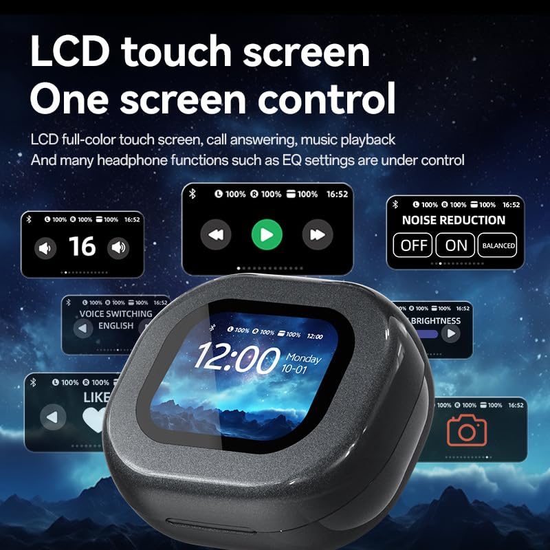 Micool Auricolari aperti con touch screen, wireless, con clip, Bluetooth 5.4 con batteria a lunga durata, suono direzionale e display HD per un'esperienza musicale coinvolgente