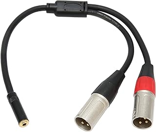 3.5mm 1/8 to XLR Microphone Cable, Balanced Dual XLR Male to 3.5mm Female Stereo Cable, 3.5mm to 3pin XLR Y Microphone Cable, 0.3m