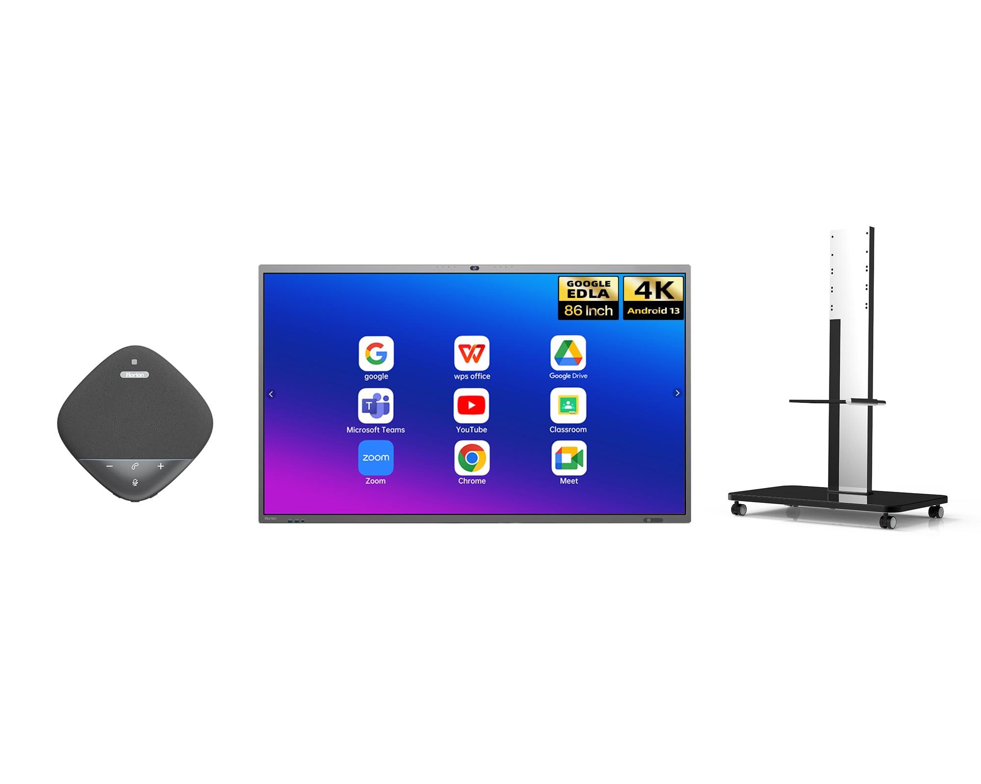 Horion 86 Board Stand Speaker 4K UHD Smart Board Google EDLA-Certified Android 13 Electronic Presentation Meeting Device for