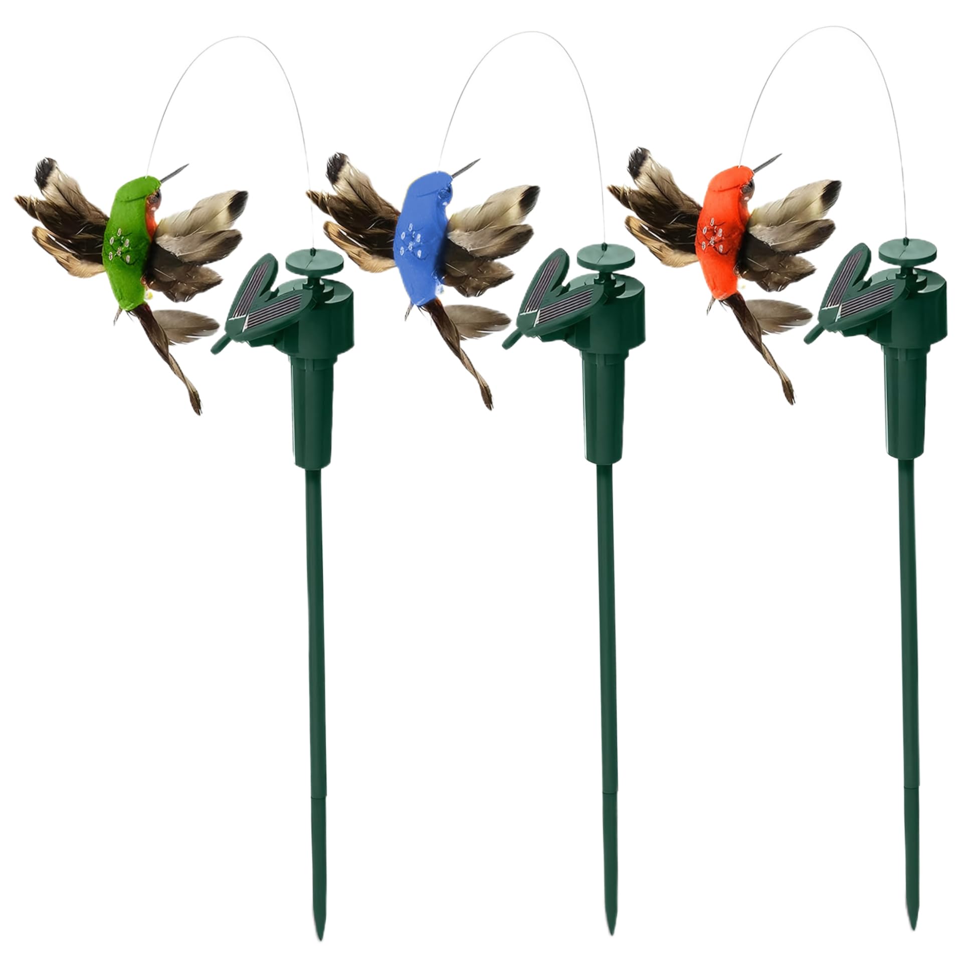 Hummingbird Garden Stake, 3PCS Waterproof Fluttering Hummingbird Solar Garden Stakes, Solar/Battery-Powered Decor for Outside Yard Patio Decor