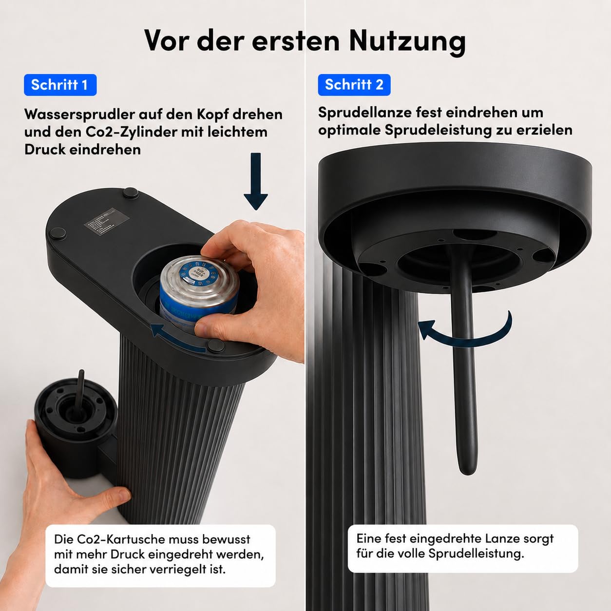 Sodapop Cooper Pro saturator do wody gazowanej, czarny, w zestawie 1 x butelka PET, łatwa obsługa bez wkręcania, z mechanizmem zawieszania, stylowy i zajmuje mało miejsca, wysokość 45 cm