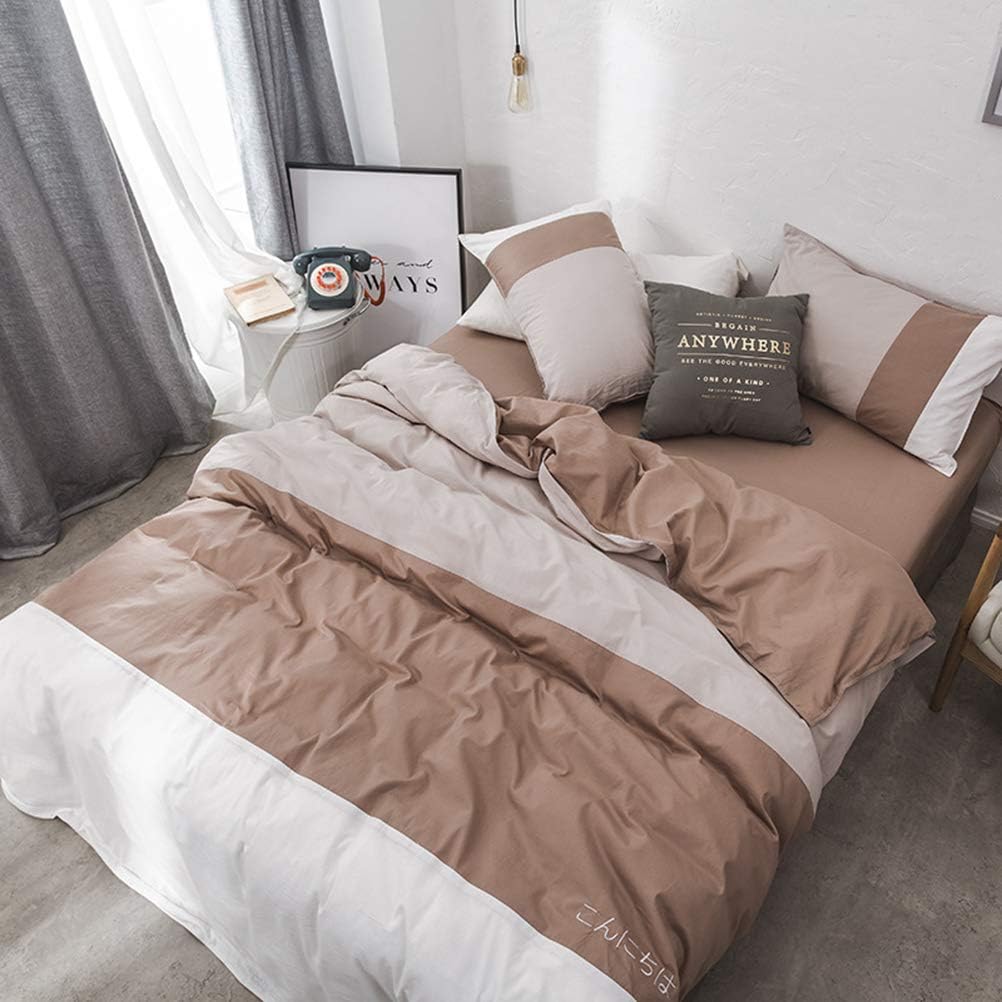 綿100 ベッドカバー 布団カバー ボックスシーツ フラットシーツ 配色 切り替え シンプル 北欧風 和式 洋式 おしゃれ 3点 クイーン コットン 枕カバー ピローケース ベッドスプレッド ダブル シングル マットレスカバー 天然素材 敷きふとんカバー 5色 即納最大半額 4点セット
