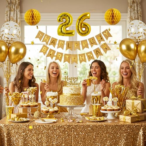 Image of TONIFUL Number Balloon 16 Inch 10 Pcs Fat Gold 0-9 Birthday Number Balloons | Small Custom Digital Mylar Foil Ballons for Birthday Baby Shower Graduation Anniversary 2027 New Year Eve Party Decorations