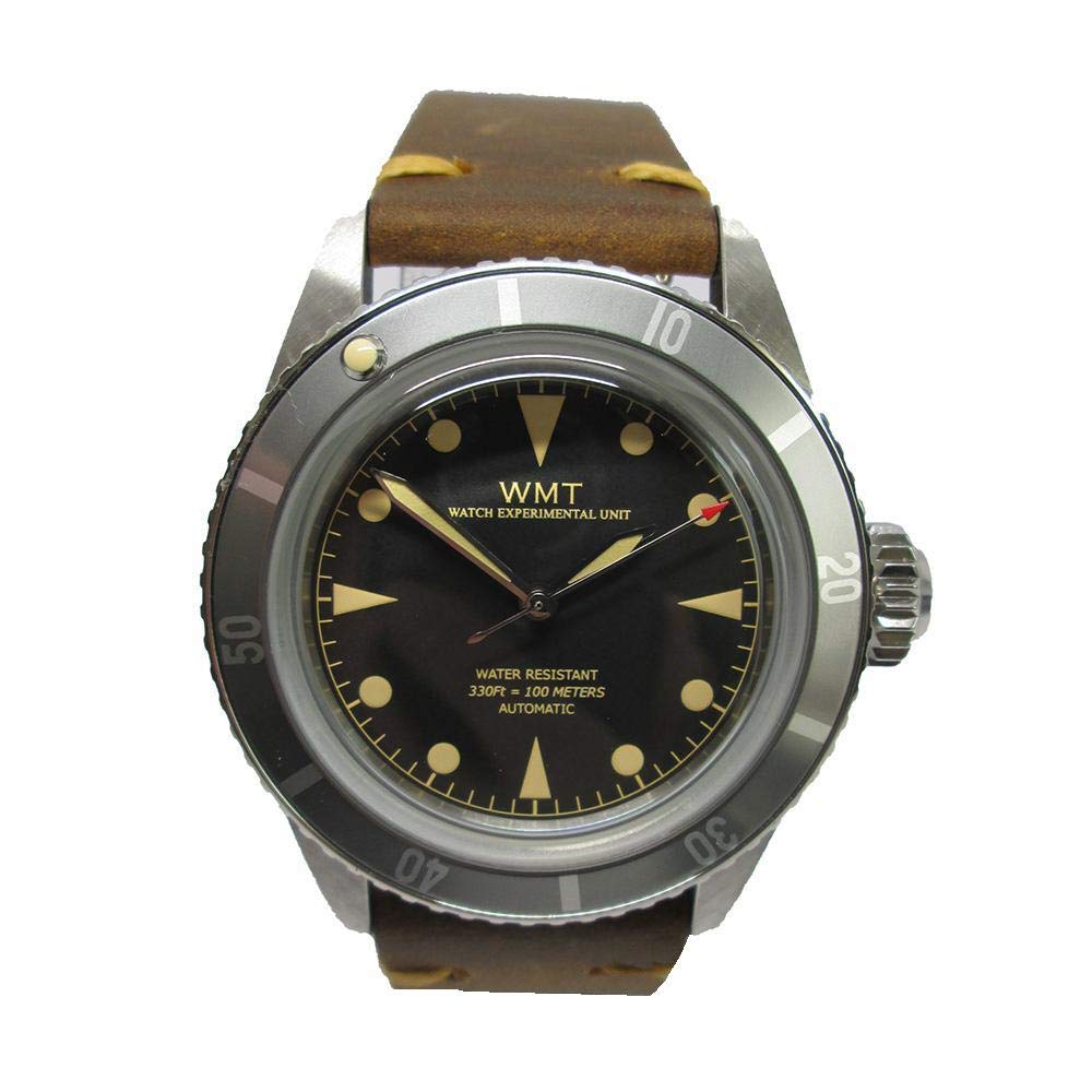 Sea Diver Diver Acero Automático Miyota Negro Cuero Marron Reloj Unisex