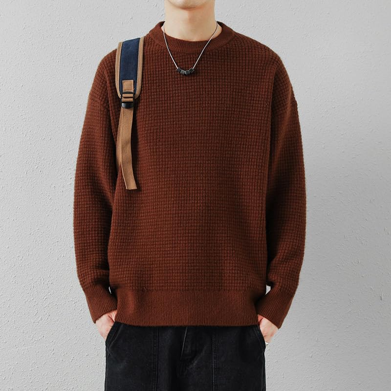 Men's Loose Round Neck Knitted Sweaters for Winter Undershirt2