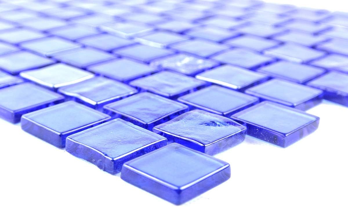 Abolos Landscape 12" x 12" Pool Rated Mediterranean Blue Glass Mosaic Backsplash Wall Tile (12 SqFt/Case)