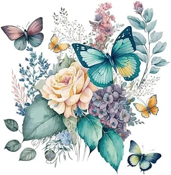 Toilet Stickers, Peony Butterflies Bathroom Toilet Seat Lid Cover Decals Waterproof Self-Adhesive Wall Sticker Toilet Lid Decals for Bathroom Accessories