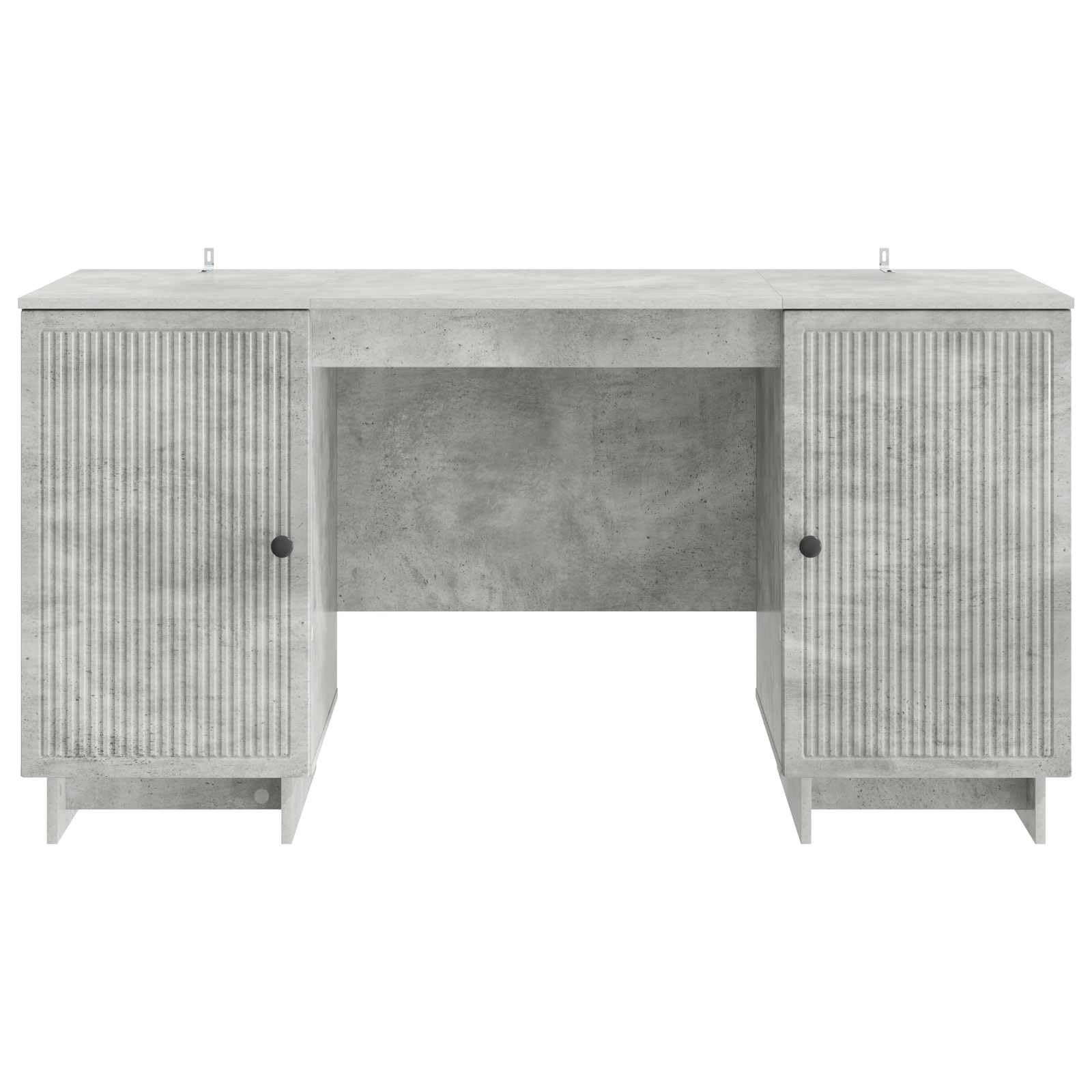 Biurko betonowo-szare drewno 142,5 x 50 x 75 cm z miejscem do przechowywania, zarządzaniem kablami i półką do domowego biura, gabinetu, pokoju młodzieżowego, salonu, gier, nauki