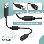Replacement for Xbox 360 Controller Cable,Xbox to USB Breakaway Cable for Logitech G920 G923 G27 G29, Thrustmaster 458 Spider, RockSmith Game