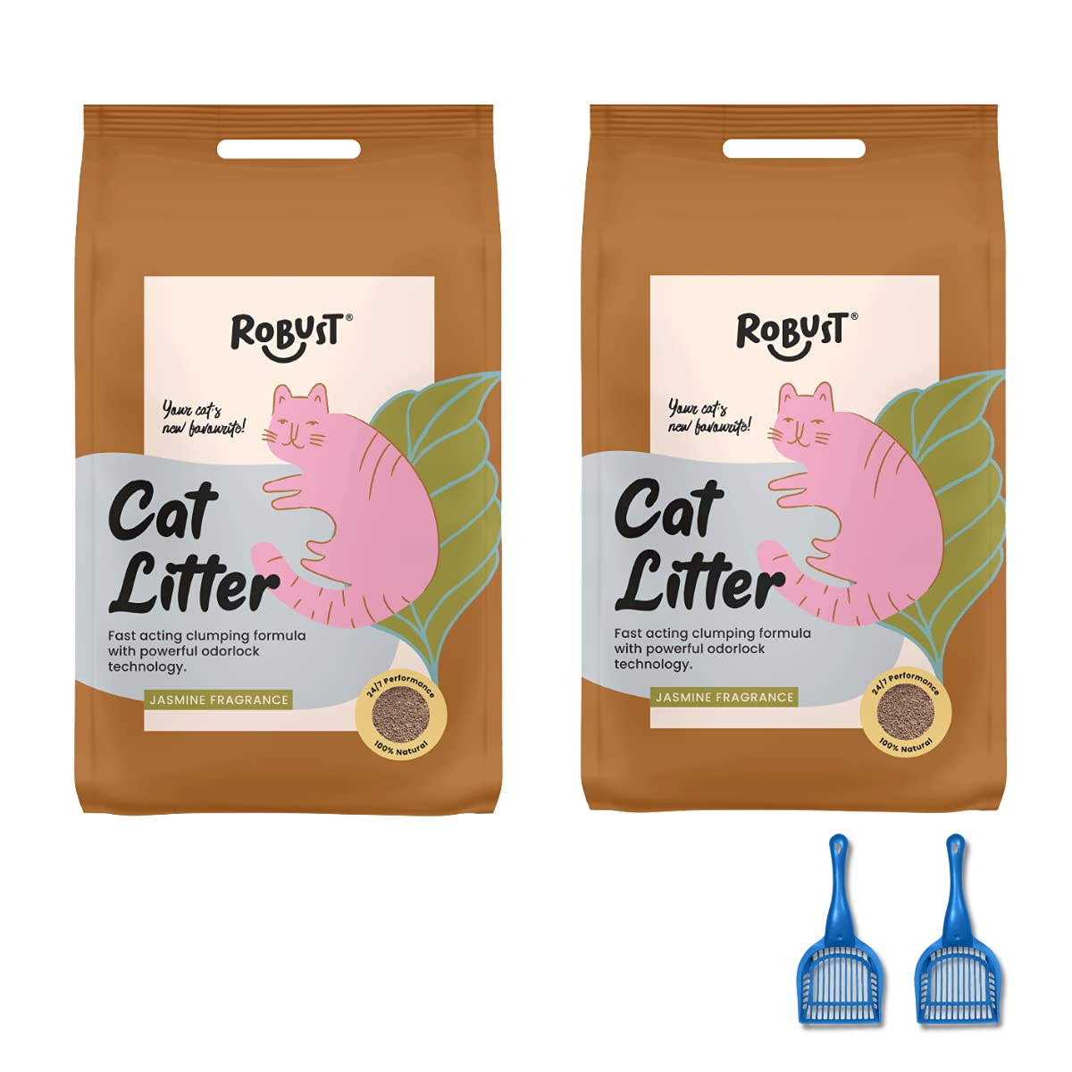 ROBUST Premium Cat Litter with Scooper | Easy Clumping | 100% Natural Bentonite Clay | Jasmine Fragrance | 5Kg Bag with Zipper (10 Kg) (B09FB65YG5) Amazon Price History, Amazon Price Tracker