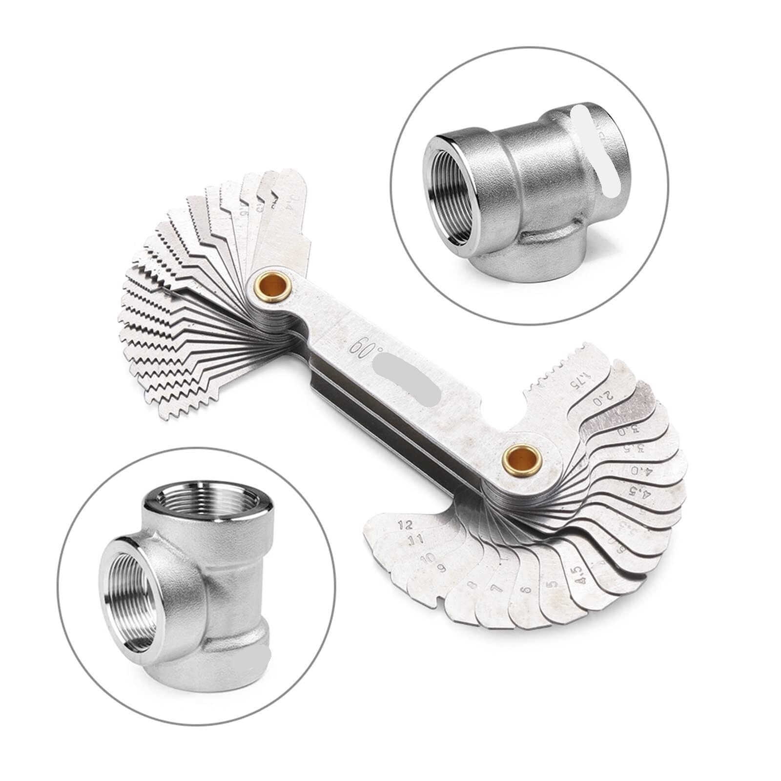 Medidor de espesor Medidor De Espesor 10 Piezas, Herramienta Combinada Torno Medición Paso Dientes Engranaje Rosca Métrica 55/60 Grados Medidor de profundidad(CRG-2T)