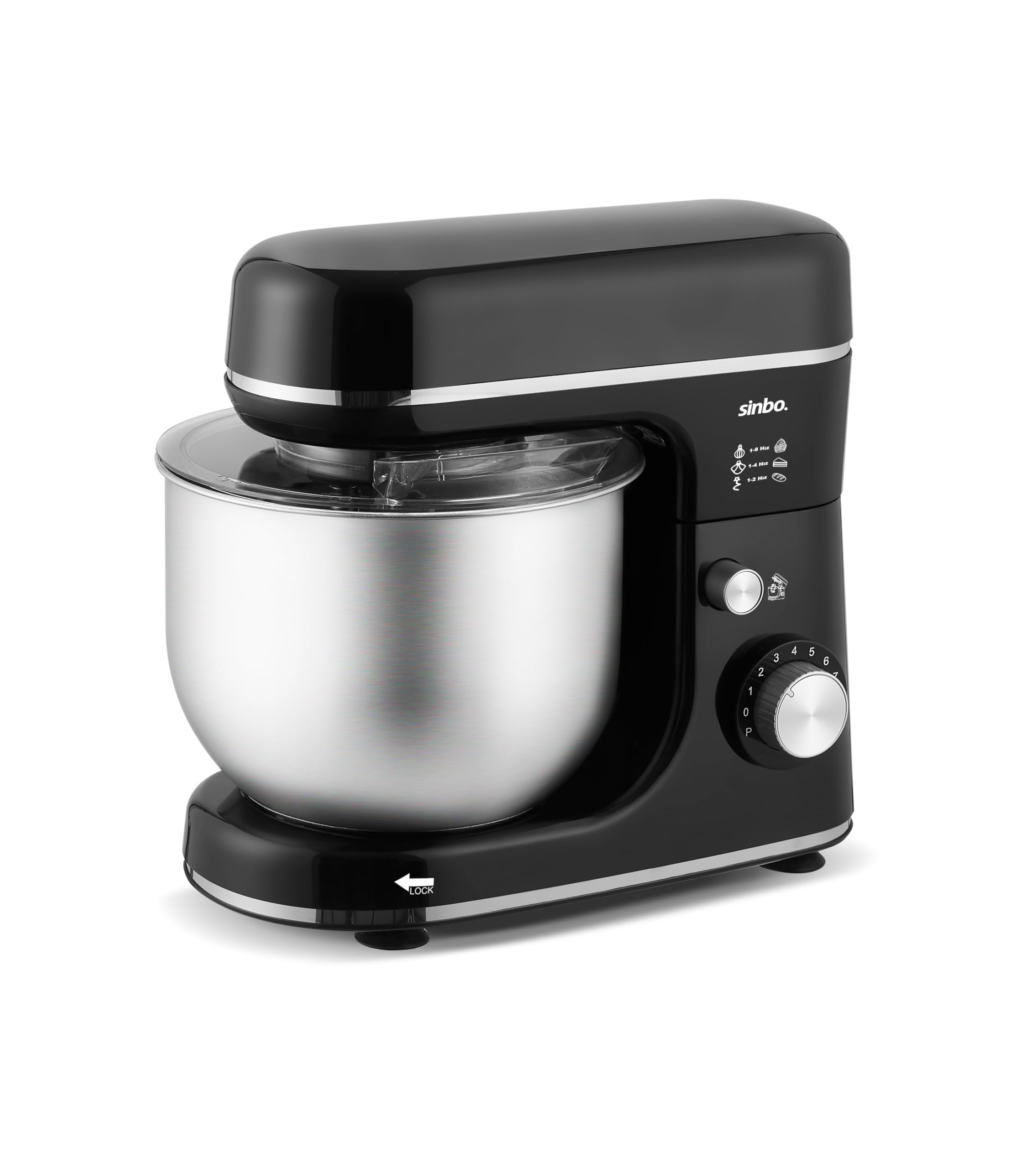 Sinbo SMX-2769 Stand Mixer with whisk attachment and key features