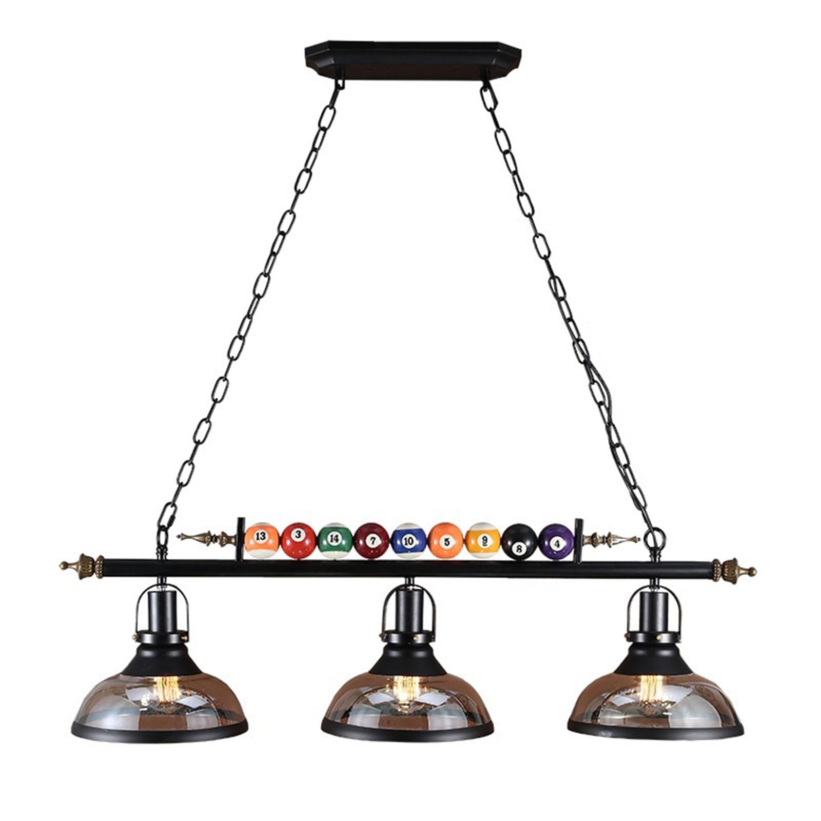 Regulowana lampa wisząca na stół bilardowy, industrialny styl vintage, 3 światła, idealna do bilarda, snookera lub kuchennej wyspy.