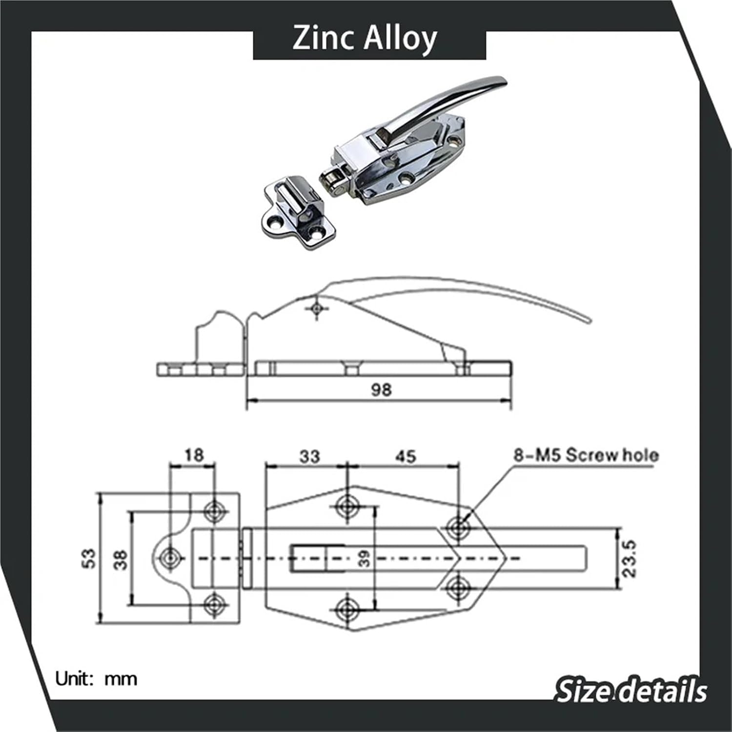 Zinc Alloy Industrial Freezer Handle Commercial Oven Hinge Door Lock 1Pcs