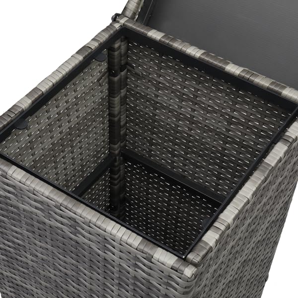 27 Gallon Outdoor Wicker Trash Bin, Rattan Patio Waste Basket with Lid, Rattan Garbage Container Patio Trash Can for Poolside Backyard Kitchen, Gray Gradient