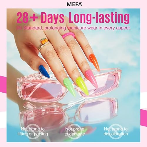 Miniatura 5 de MEFA Juego de esmaltes de uñas de gel neón, uñas de verano brillantes, verde, naranja, rosa intenso, azul, amarillo, morado, kit de esmalte de gel