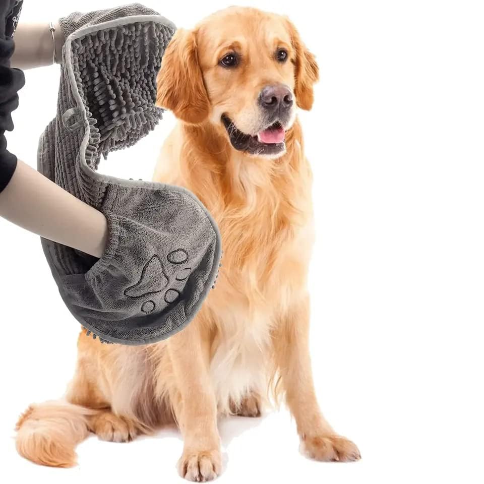 JD PRO Microfiber Ultra Soft&Absorbent Grooming Towel For Drying Medium&Large Dogs&Cats Of All Breeds,Quickly With Hand Pockets Wet Pets,Perfect Handling&Grip For Bath/Rain/Beach,Polished - Multicolor-image-0
