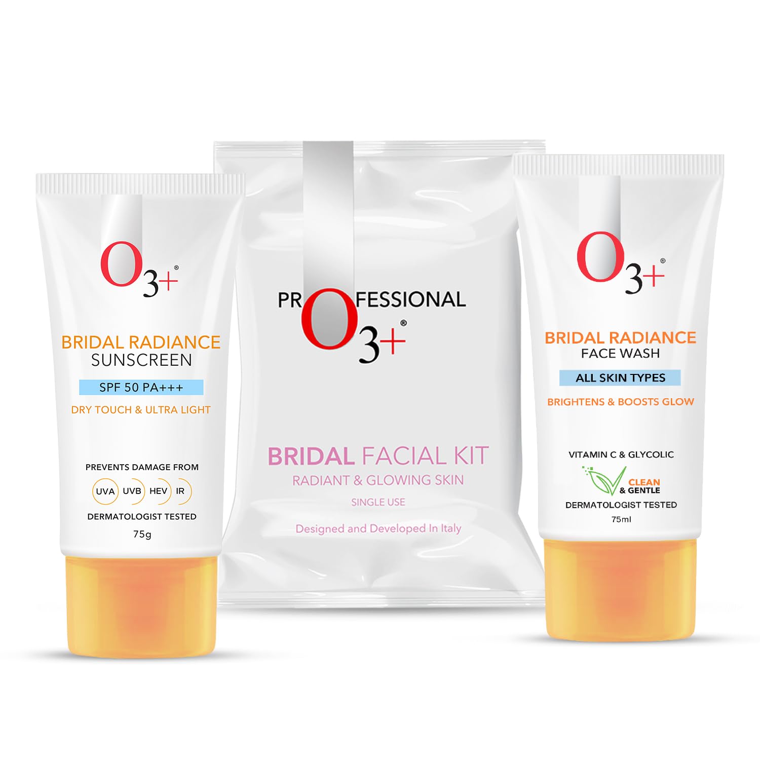 O3+ Radiance Skincare Combo With Bridal Facial Kit for Radiant & Glowing Skin 120g,Bridal Radiance Facewash 75g & Sunscreen 75g-image-21