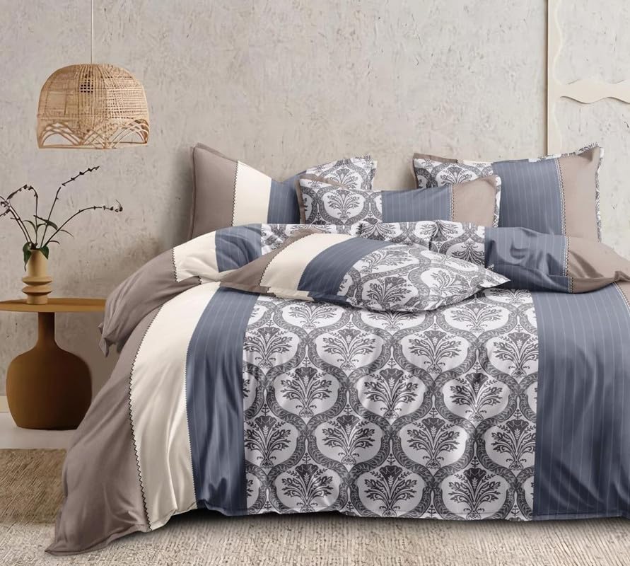 BhaiJi BedSheet King Size AC Comforter Set – 108x108 inch Glace Cotton – Includes 1 King Bed Sheet, 1 Large Double Bed Comforter & 2 Pillow Covers – Soft & Breathable Bedding Set (Color H)-picture-41