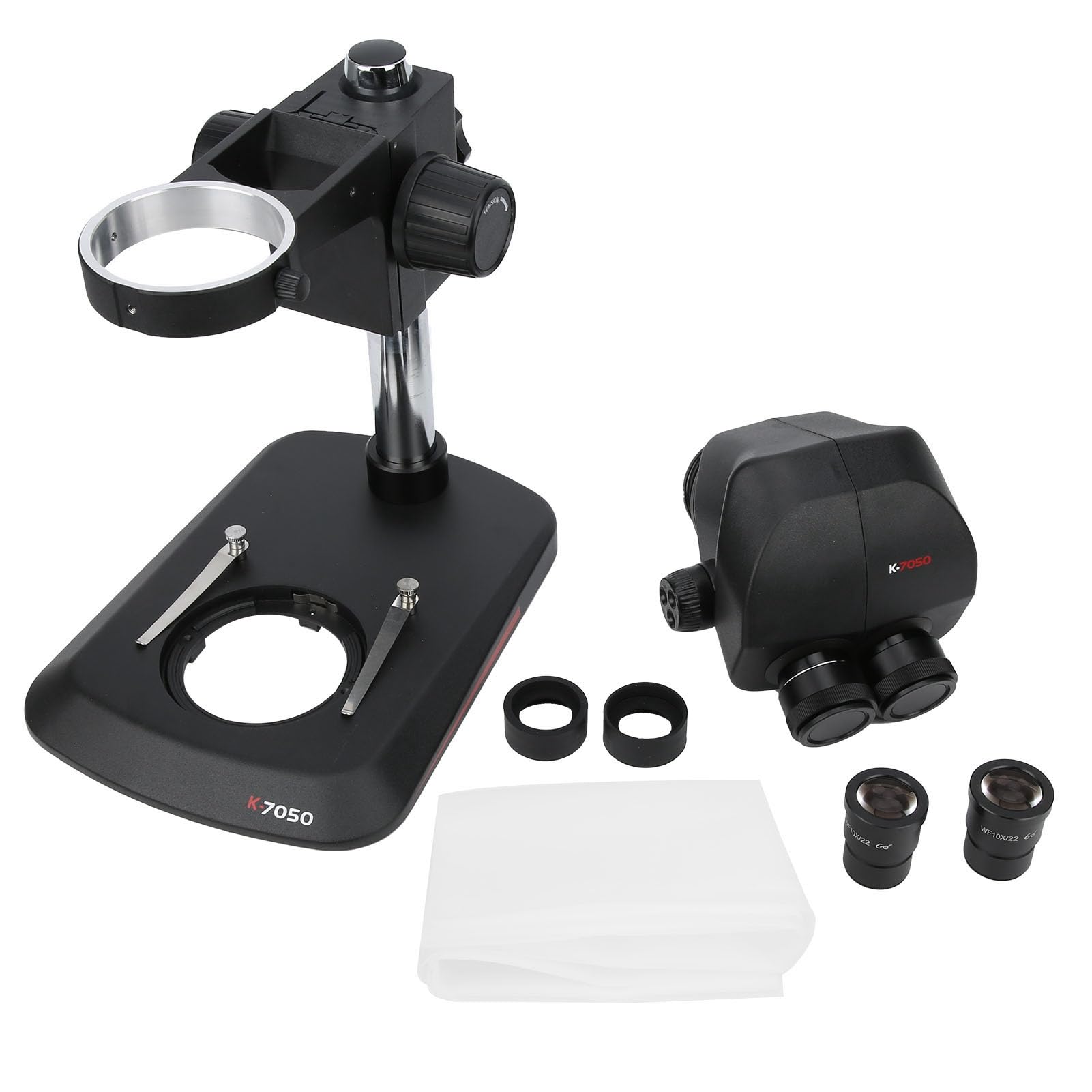 Cocoarm Microscopio Biológico Microscopio Estéreo de Plástico K 7050 Zoom de 7 a 50x Cabeza Binocular de 45 Grados Oculares 10x Distancia de Trabajo de 10 Cm para Reparación de Teléfonos PCB