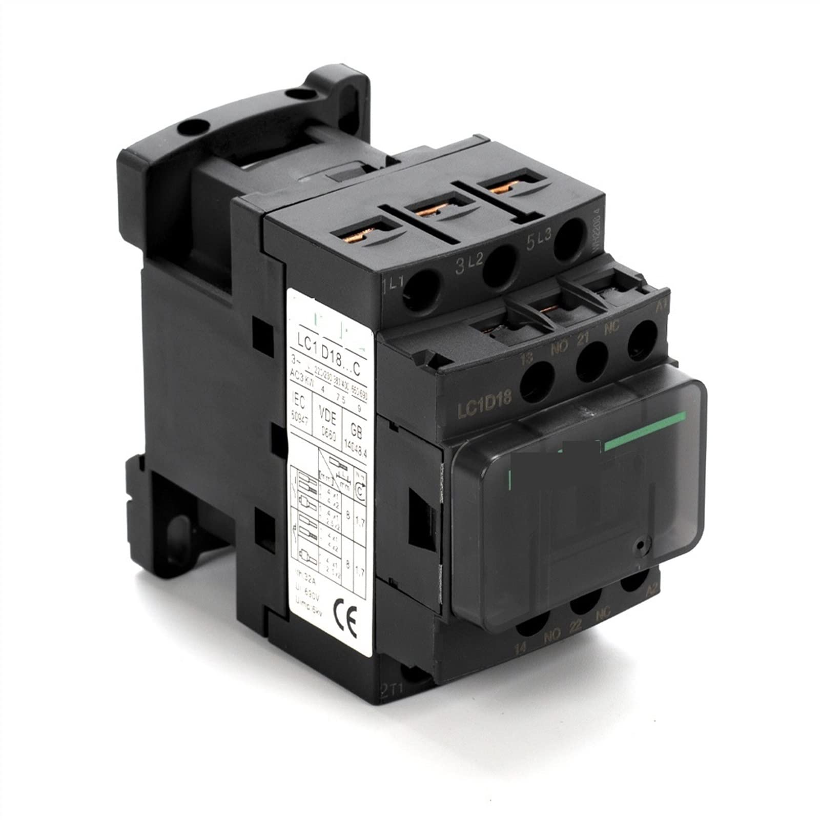 JJHQOKYNA 1Pcs LC1D12 Din Rail AC Contactor Electric Magnetic 3P 25A 30A 40A 50A 220VAC 380VAC 24VAC(D18)