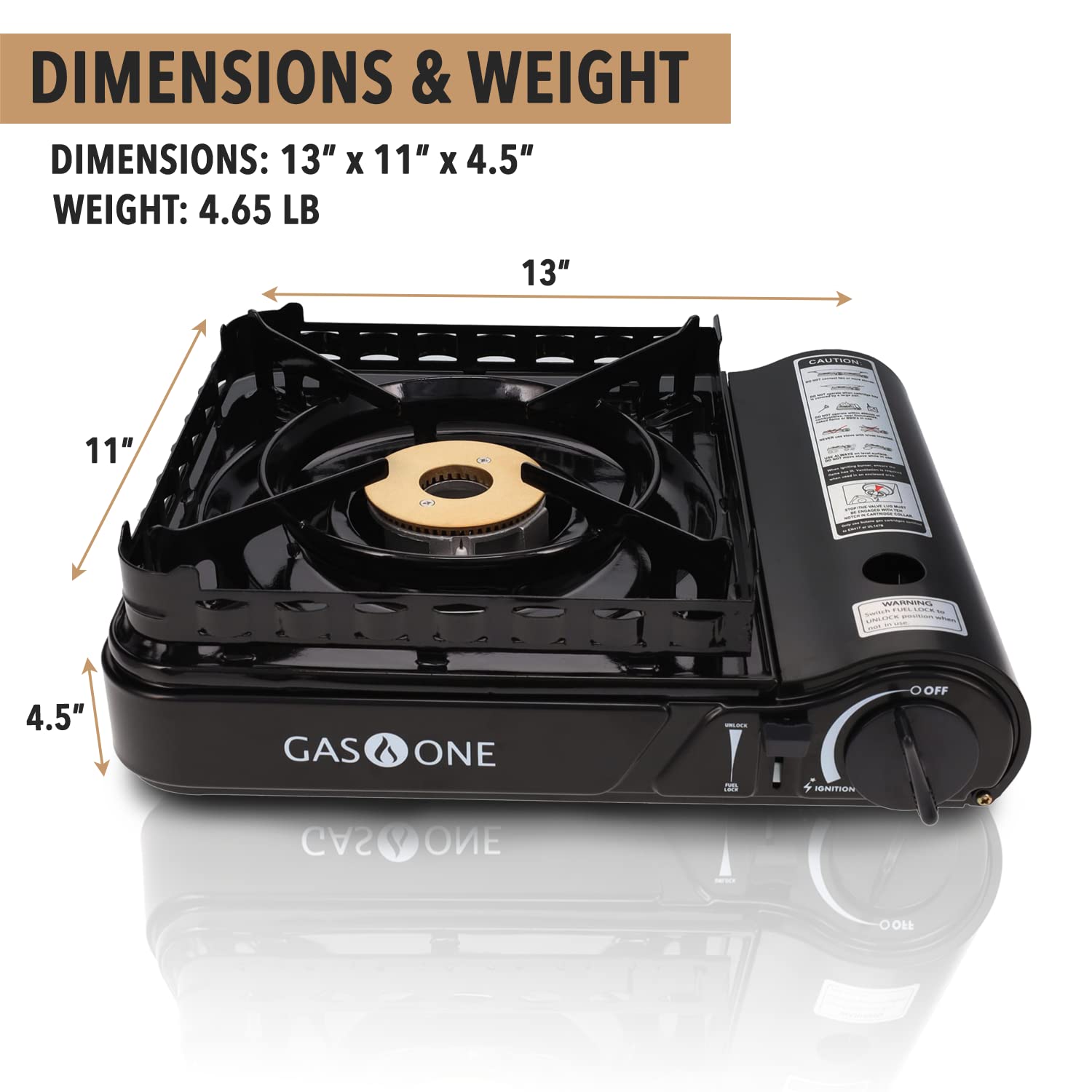 Gas ONE GS3900 New Butane Portable Stove with Brass Burner Head, Dual