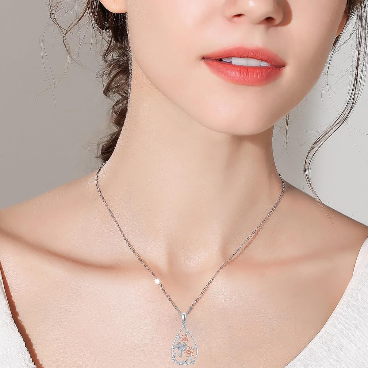 Diamond Hummingbird Necklace for Women 925 Sterling Silver Hummingbird Pendant with Lab Grown Diamond Cute Animal Jewelry Gift for Birthday - Image 4