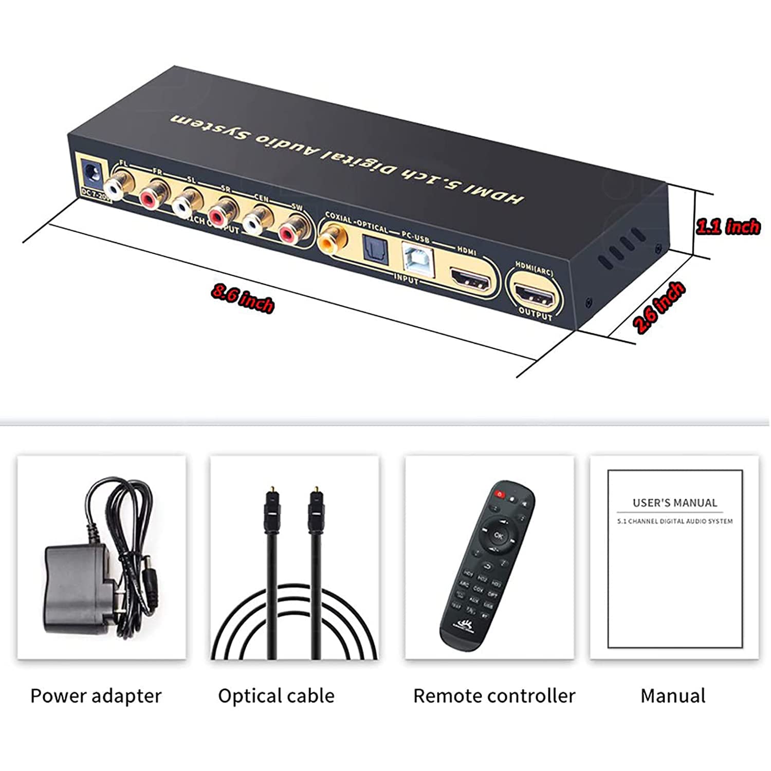 HDMI 5,1 convertidor de Audio decodificador DAC DTS AC3 FLAC Ape 4K * 2K HDMI a HDMI Extractor convertidor Divisor Digital SPDIF ARC
