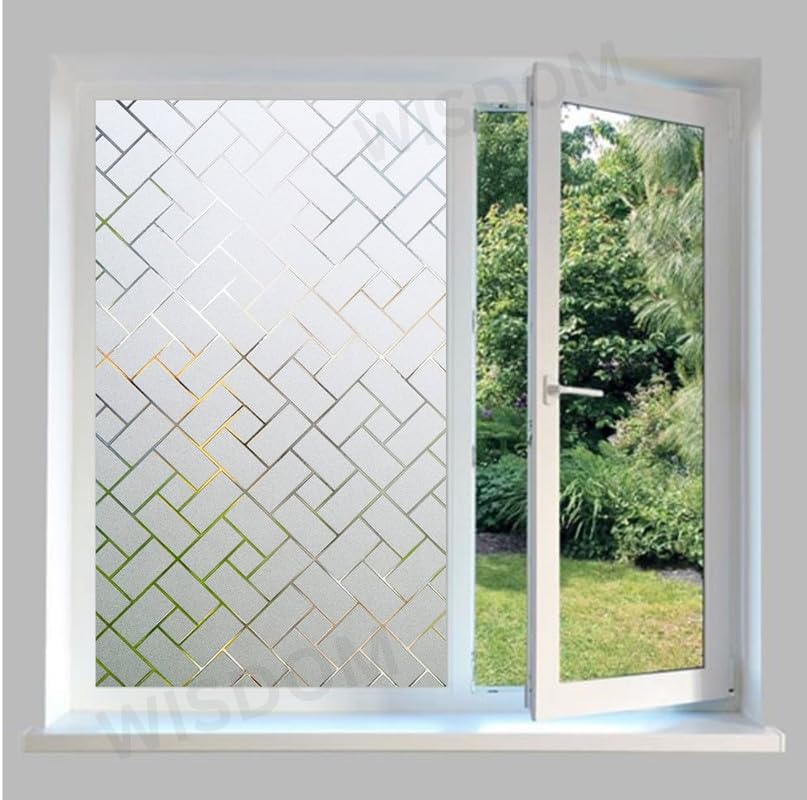 Image of WISDOM Window Glass Frosted Film Sticker for Home /Office Decorative Film 16x200 Rechtangle