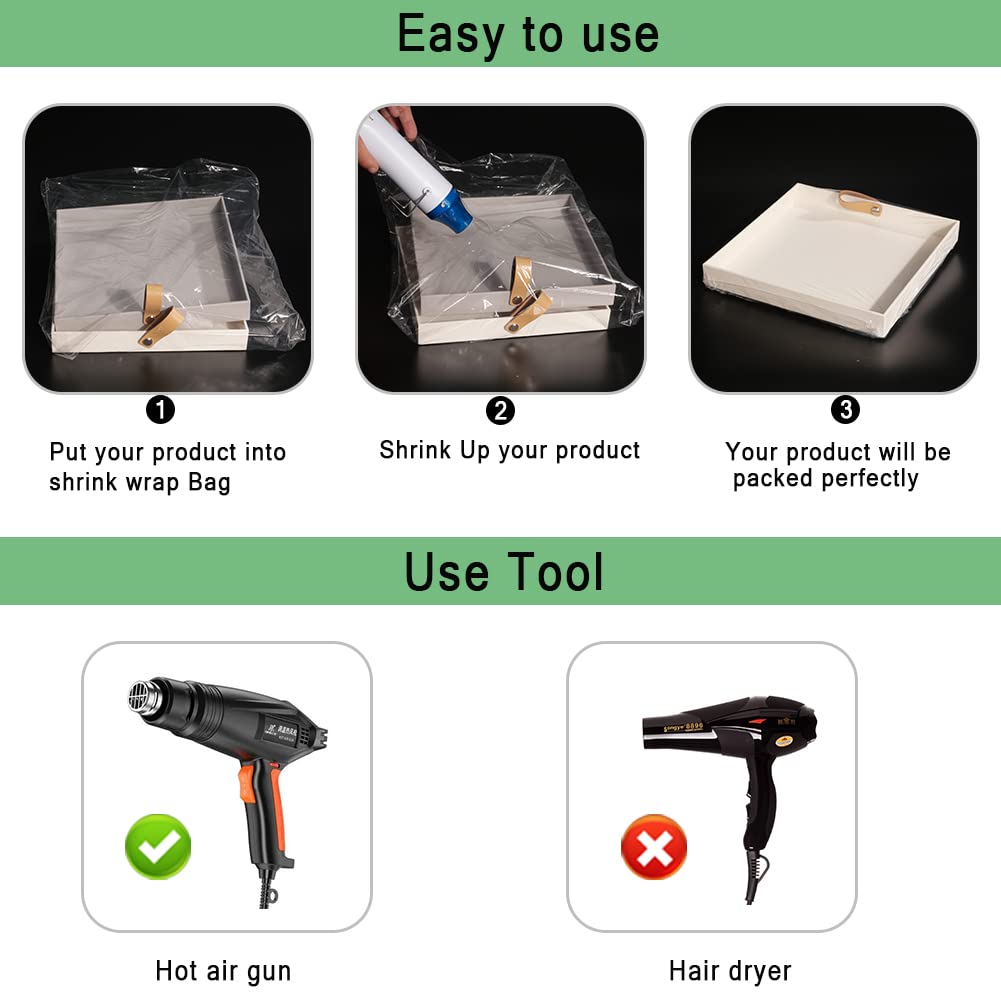 MACHSWON Lot de 100 sacs thermorétractables 26 x 40 cm POF MACHSWON Lot de 100 sacs thermorétractables 26 x 40 cm POF
