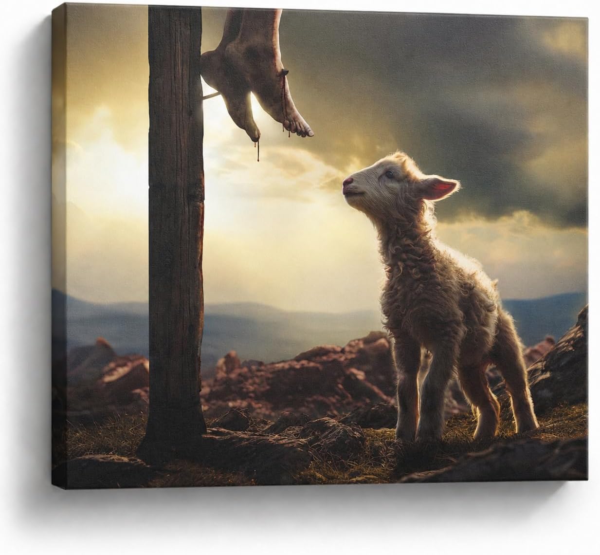 GUN SUPPLIES OUTLET LLC Jesus and Lamb Canvas Wall Art The Sacrifice of Jesus Picture Religious Christian Home Decor Print 12x16 inch
