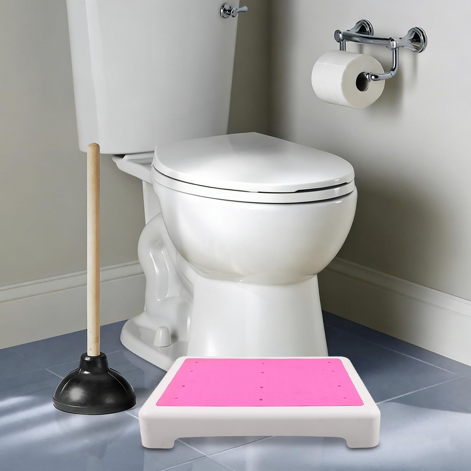 Homoyoyo Sgabello per Wc Antiscivolo in Plastica Rosa, Comodo e Facile da Pulire, Alta Capacità di Carico, e Anziani in Bagno e Toilette