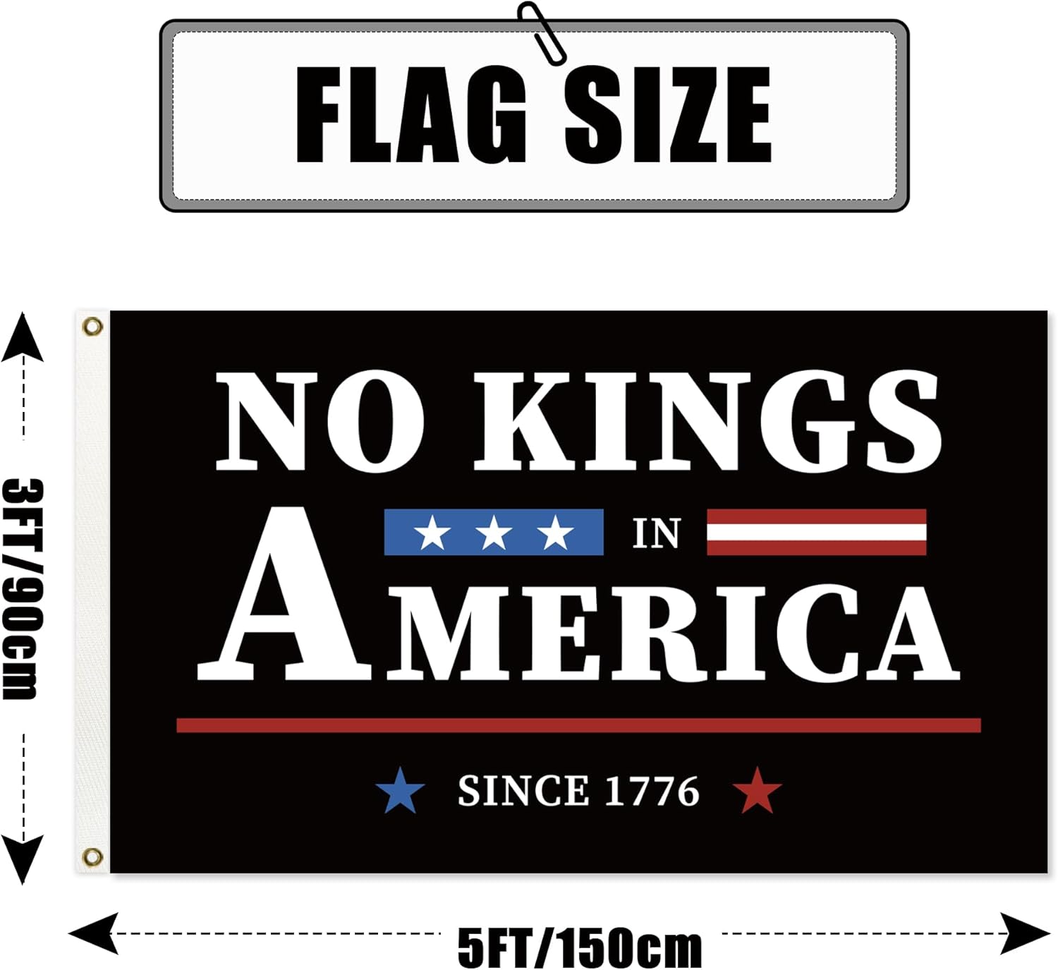 3x5Ft No Kings In America Flag for Outside Large Garden Yard Flags Outdoor Decoration - Image 2