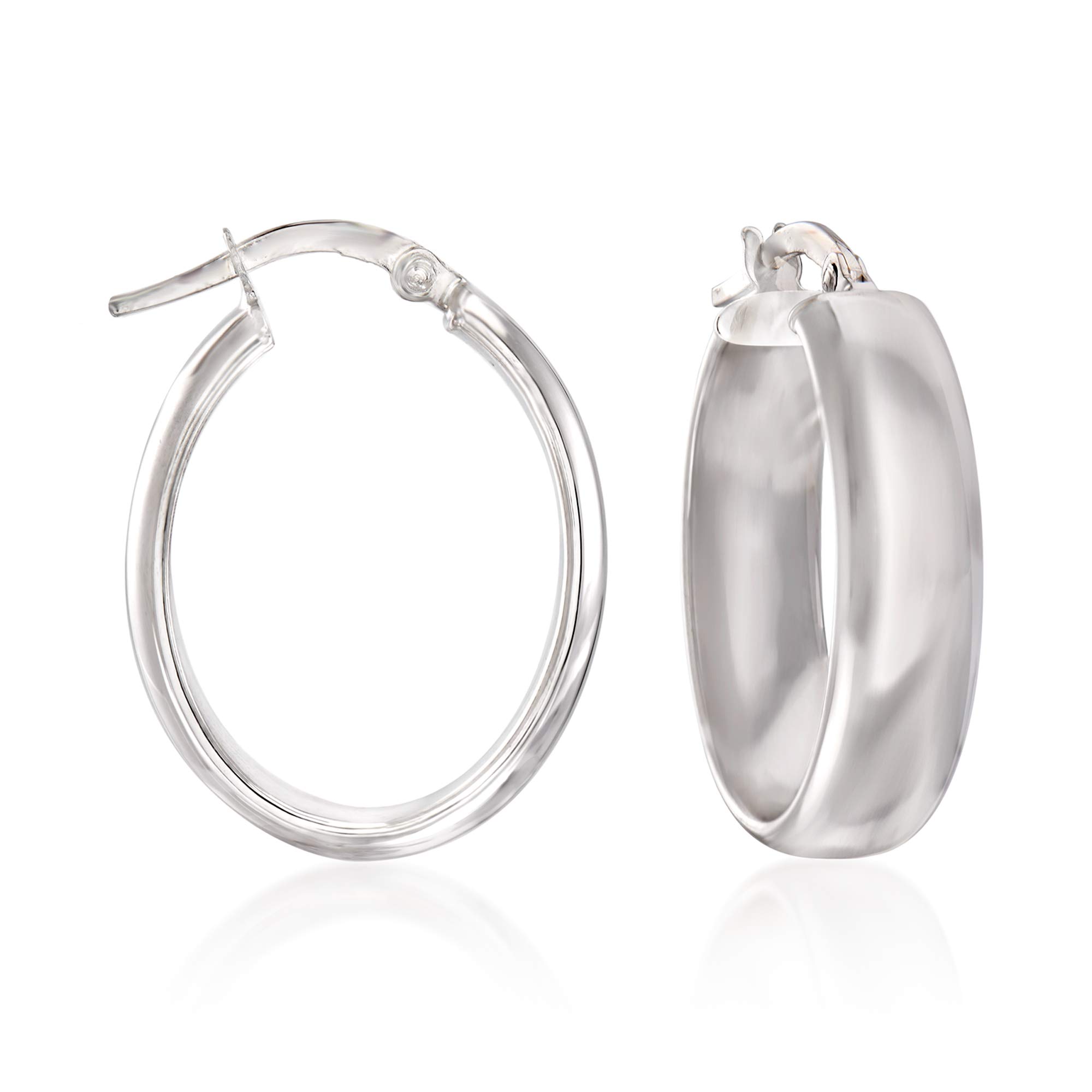 Ross-SimonsItalian 14kt White Gold Wide Oval Hoop Earrings