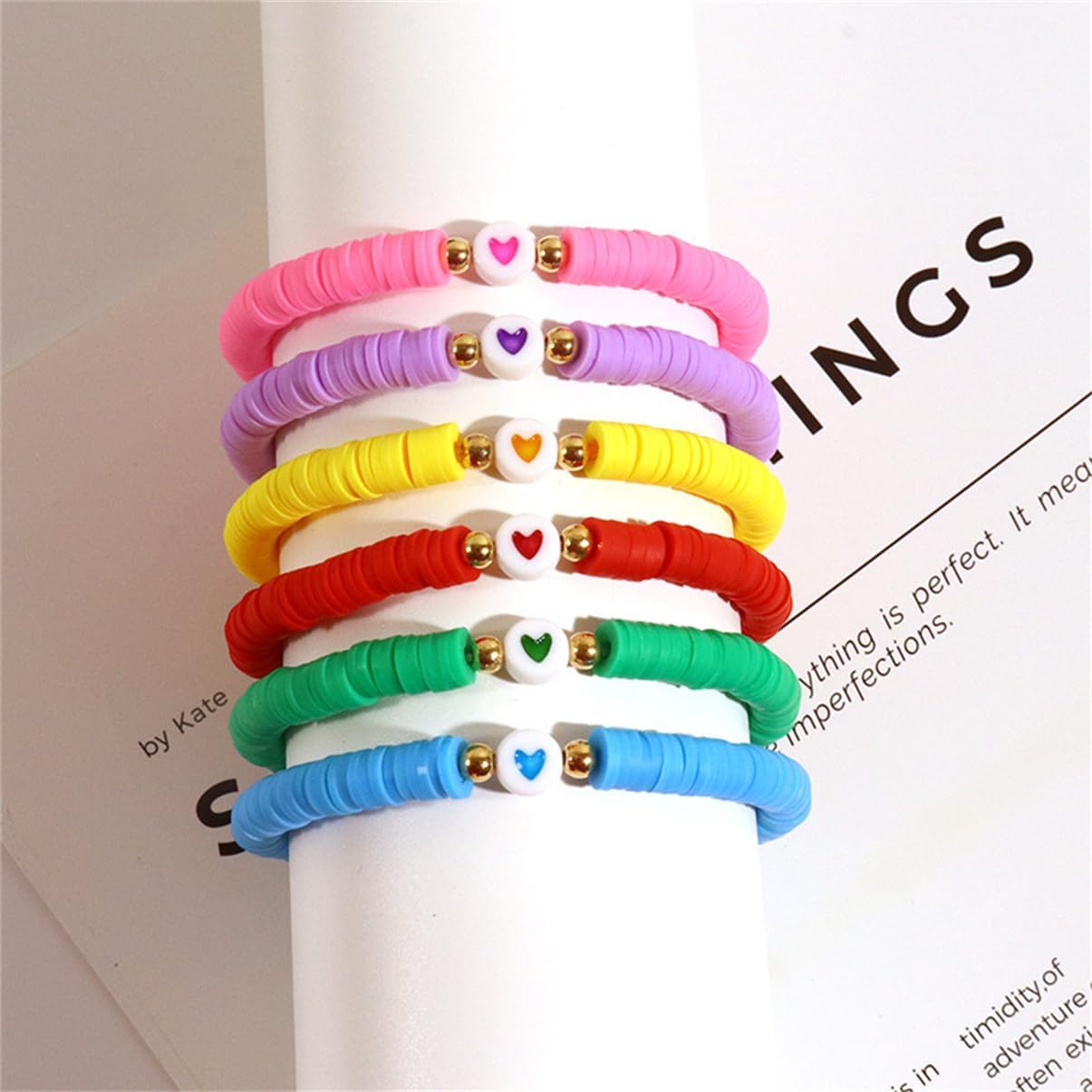 12Pcs Friendship Bracelets Set for Women Heishi Surfer Colorful Butterfly Clay Beaded Bracelets Boho Layering Elastic Stretch Bracelets for Women - Image 3