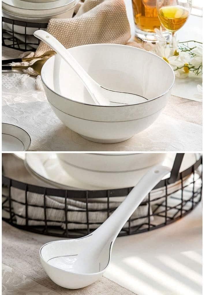 Spoon Set Tableware Spoon for Home Restaurant, Ceramic Large Spoon, Spoon and Soup Spoon, Household Long Handle Ceramic Hot Pot Spoon