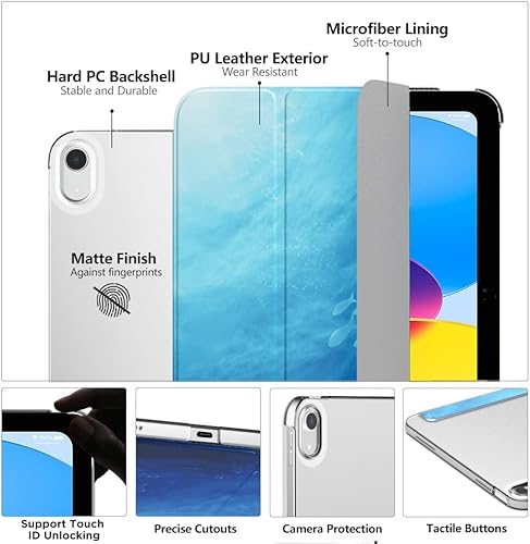 Vista 196 de MoKo Funda para iPad (A16) de 11ª generación de 11 pulgadas 2025, funda para iPad de 10.9 pulgadas 2022, carcasa trasera translúcida de Plateado