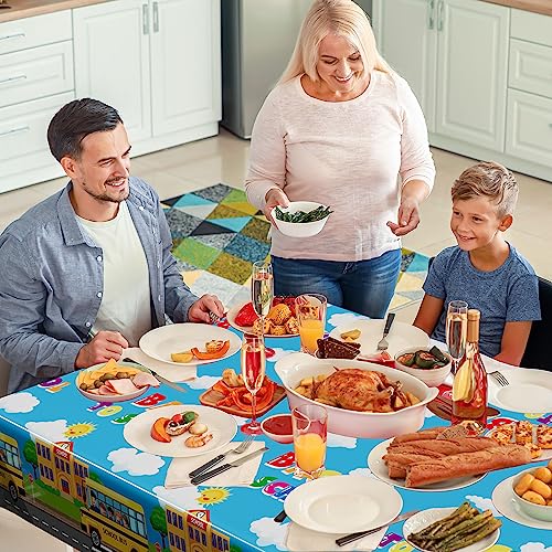 Back to School Supplies, 2 PCS 108 x 54 Inches First Day of School Tablecloth, Disposable Colorful Welcome Back to School Plastic Rectangle School Bus Pattern Tablecover for Preschool Party Decoration by QZYL - Image 6