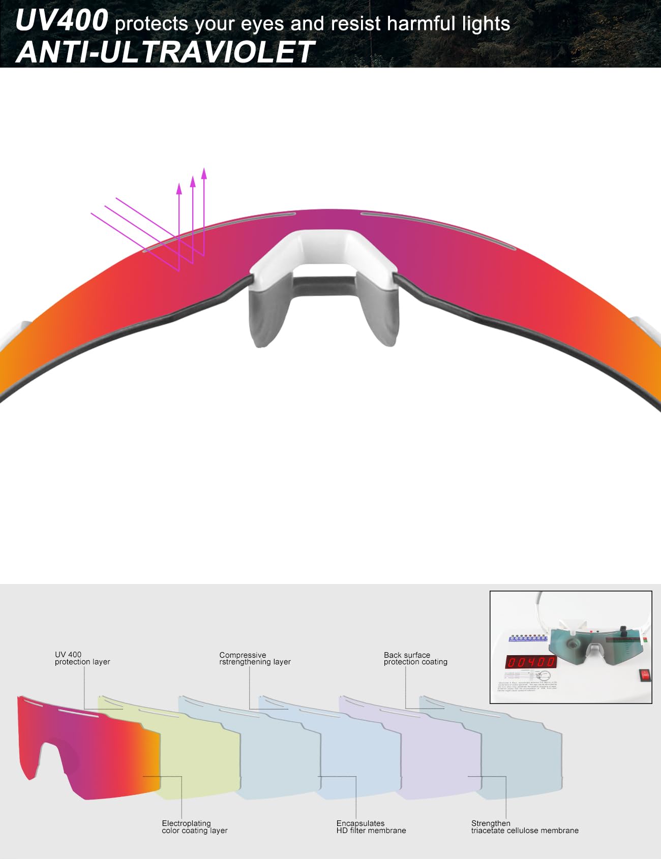 OULAIQI Gafas de sol polarizadas para hombre y mujer con 1 o 3 lentes intercambiables, 1 lente blanca y roja, L