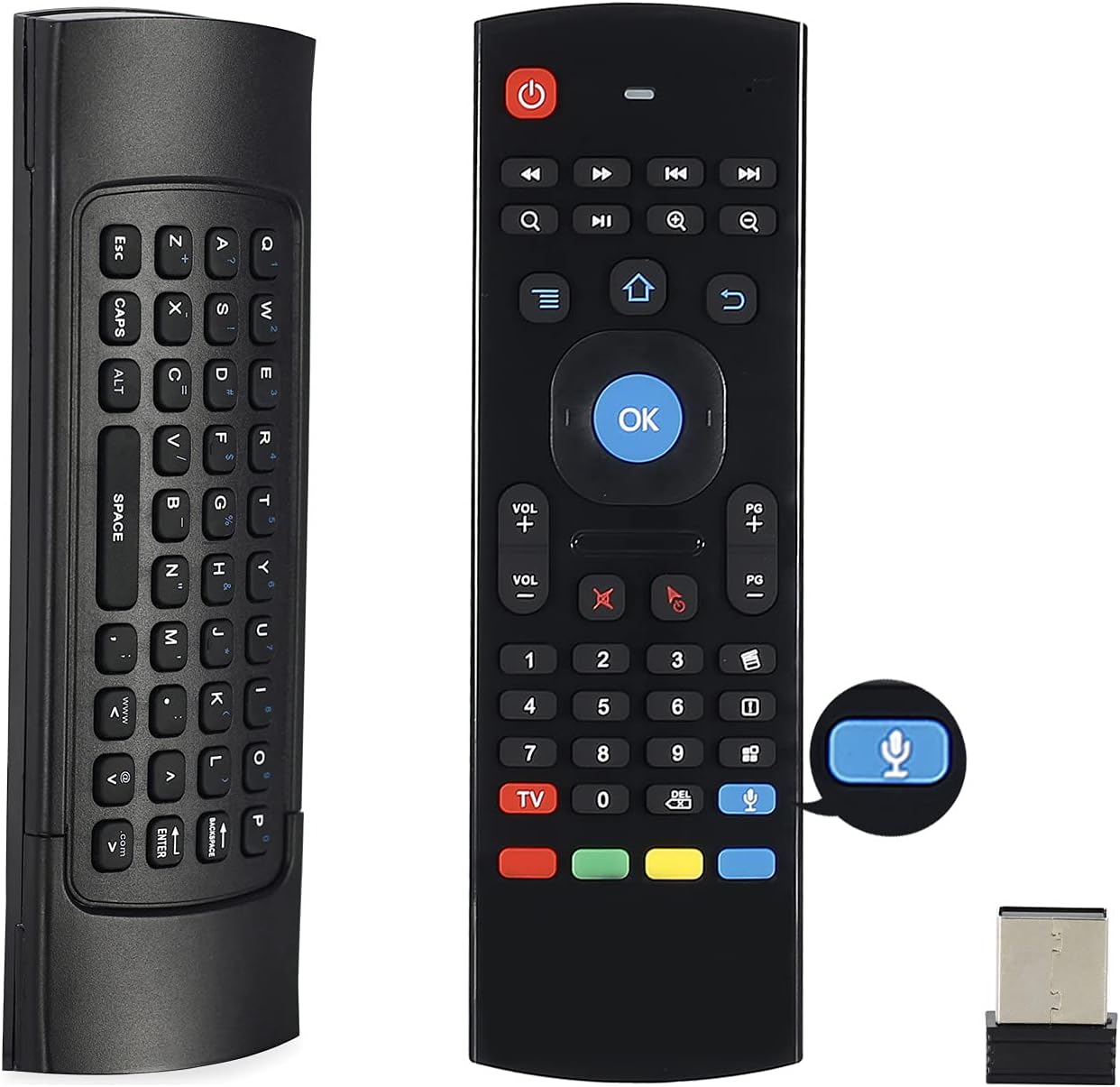 Voice MX3 Air Mouse Mini Keyboard Wireless Remote, 2.4G Multifunctional Fly Mouse with Motion Sensing Game Handle for Android Smart TV Box, 3-Gyro and 3-Gsensor, HTPC Mini PC, PS3/4 Xbox 360