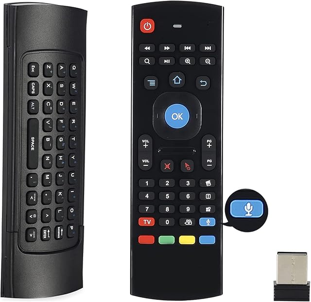 Voice MX3 Air Mouse Mini Keyboard Wireless Remote, 2.4G Multifunctional Fly Mouse with Motion Sensing Game Handle for Android Smart TV Box, 3-Gyro and 3-Gsensor, HTPC Mini PC, PS3/4 Xbox 360